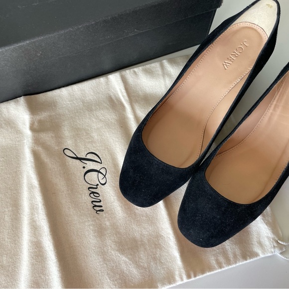 J Crew black suede pumps with stamped croc heel 7.5 IN BOX - Picture 8 of 17